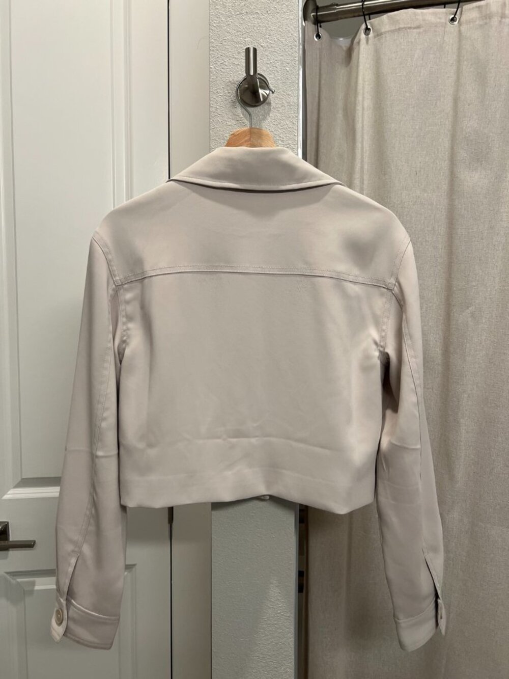 Quince Stretch Crepe Cropped Jacket Cream Size 6